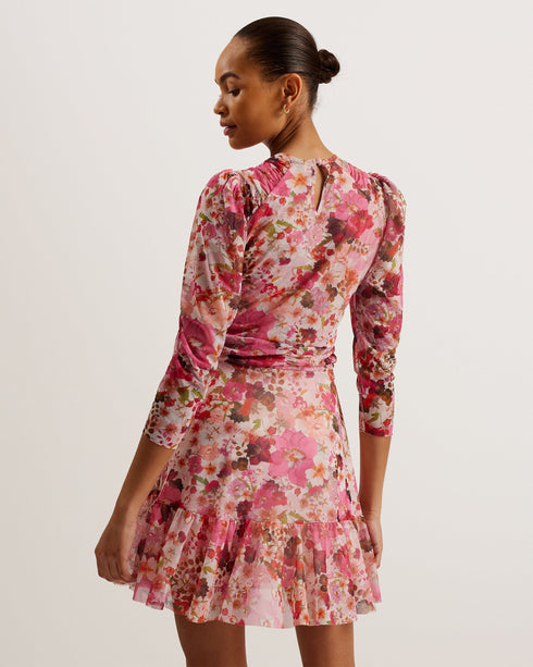 MILDRD-Dresses-Mesh Mini Dress With Shoulder Gathers- Ted Baker Romania